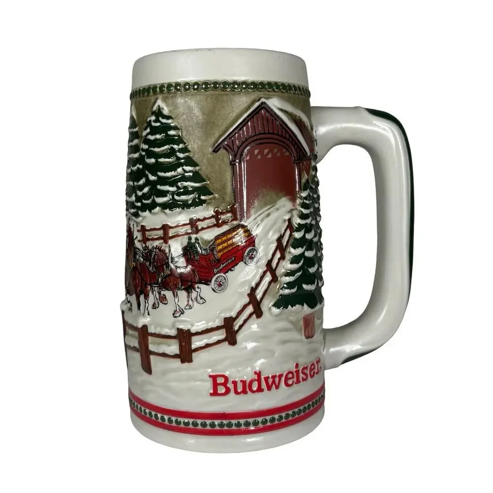 Vintage 1984 Budweiser Holiday Clydesdale Beer Stein CS62 Ceramarte
